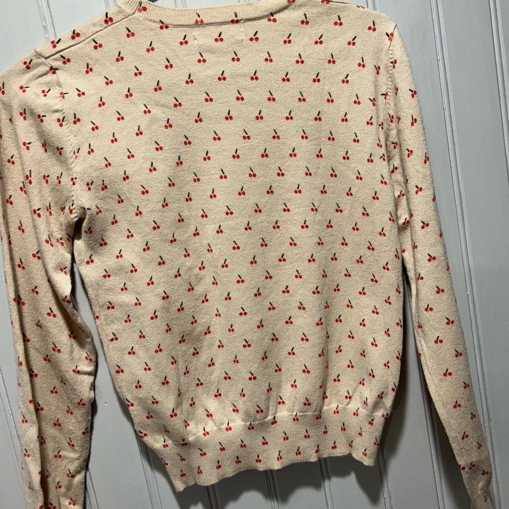 Super Cute Cherries Print Crewneck Sweater - Picture 2 of 4